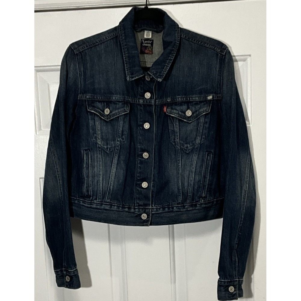 Levi's Jeans Jacket Women's Blue Denim Bomber/ Biker/Trucker Size Large